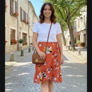 Cabo Floral Red Wrap Skirt
